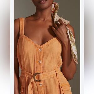 Anthropologie Orange Overalls